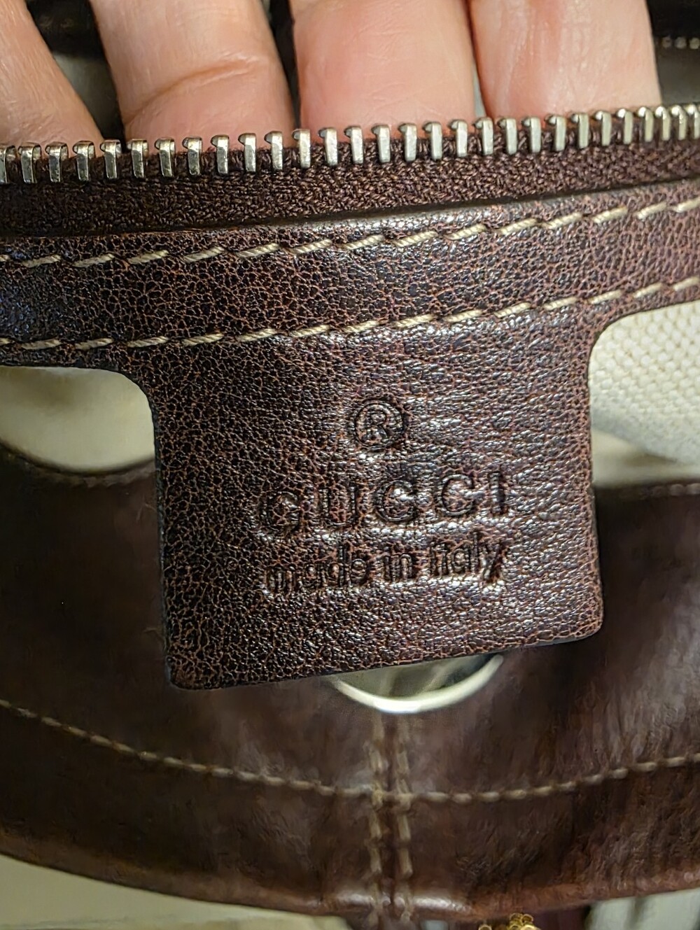 Gucci | Dark Red-Brown/Burgundy Charlotte Pebbled Leather 2-Way Bag - Picture 14 of 16